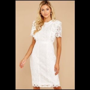 White crochet midi dress